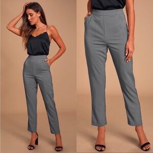 Lulus Kick-It Grey High Waisted Trouser Pant